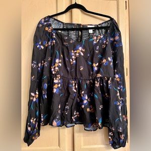 Ava & Viv Women’s Black Floral Blouse Size 1X NWT